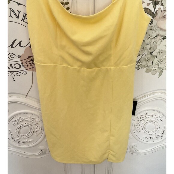 Lulus Social Sensation Dress Women's L Light Yellow Mini Square Bodycon NWT - Picture 6 of 11